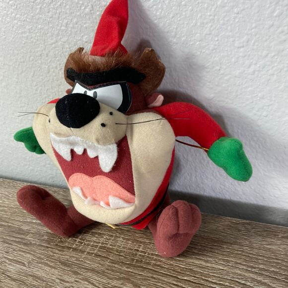 Vintage 1997 Looney Tunes Taz‎ Santa Plush Doll Christmas Decor Warner Bros 7 in - Picture 9 of 13